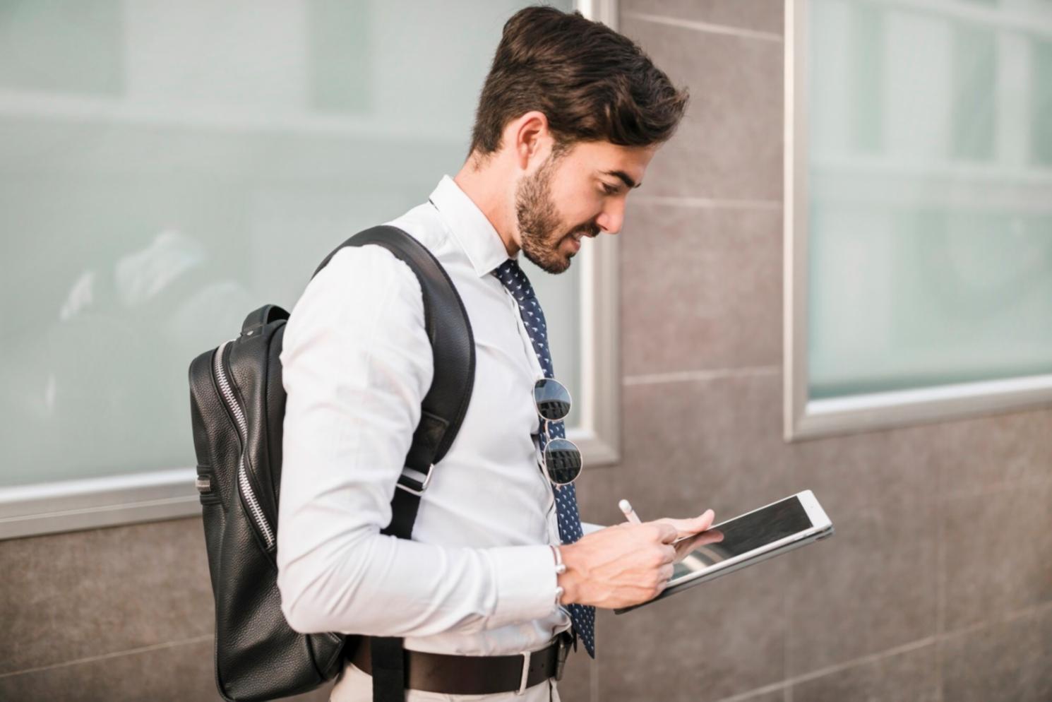 Business owner reviewing financial insights and recommendations